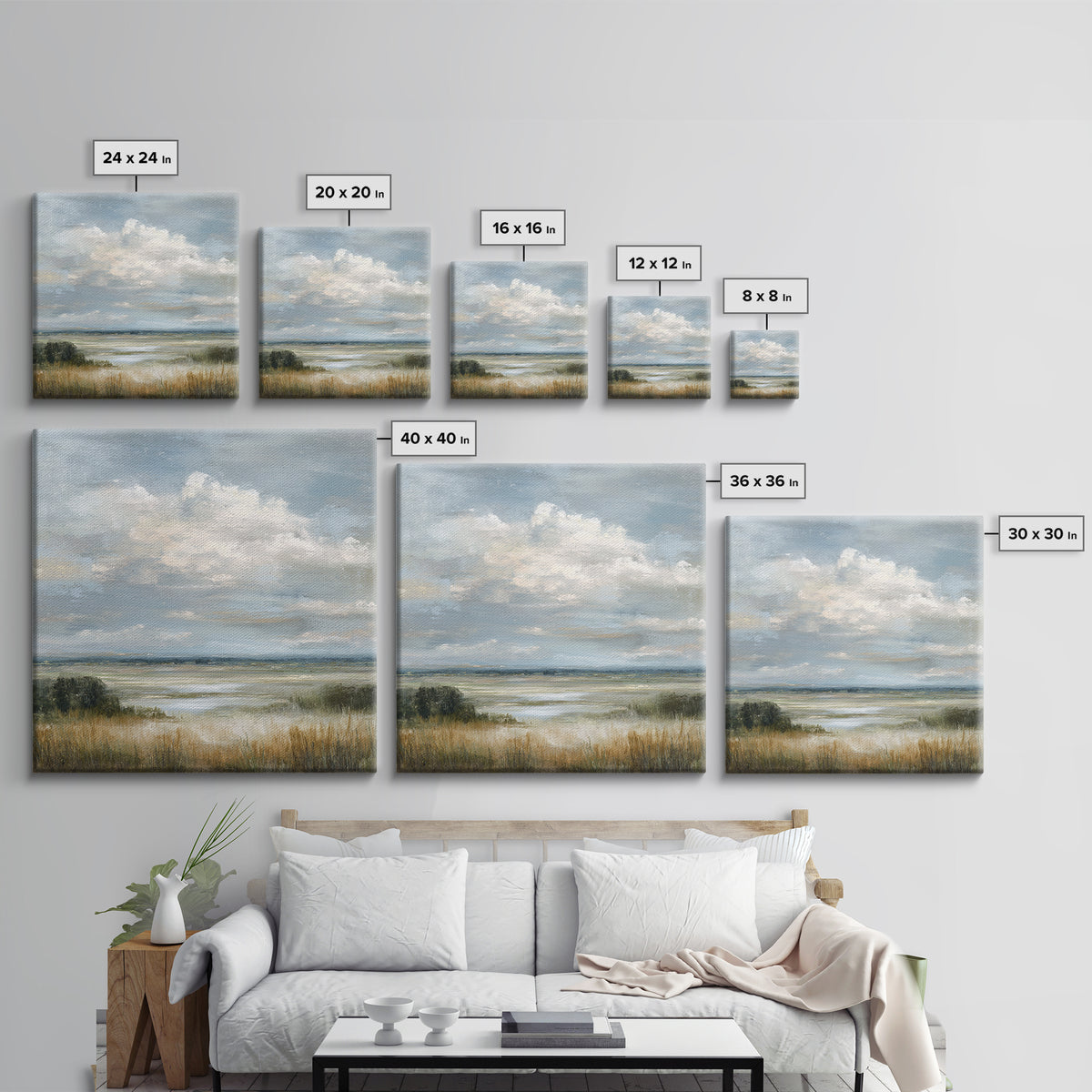 Large Cloudscape with Gentle Movement Canvas Print, Living Room Art, Room Decor, Living Room Decor, Fine Art, Living, LIR-1x1-91