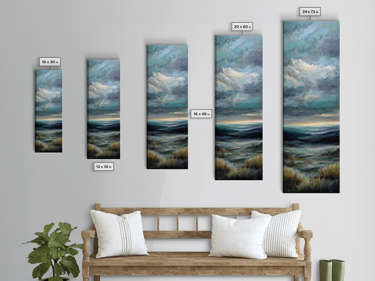Modern Landscape with Expansive Calm Sky Framed Canvas Print, Living Room Art, Oil Painting, Living Room Decor, Living, LIR-1x3-15