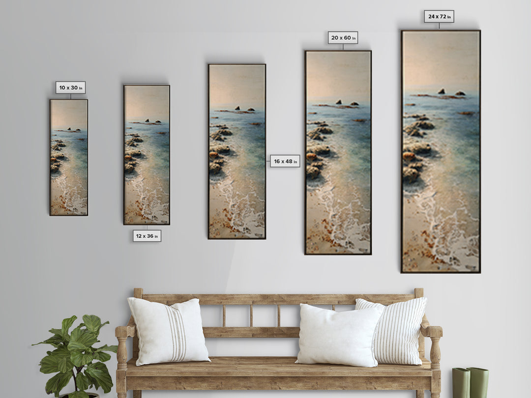 Moody Seascape for Dramatic Focal Point Canvas Print, Living Room Art, Neutral Decor, Living Room Decor, Fine Art, Living, LIR-1x3-18