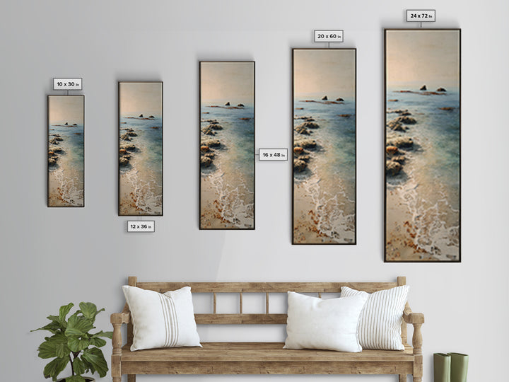Moody Seascape for Dramatic Focal Point Canvas Print, Living Room Art, Neutral Decor, Living Room Decor, Fine Art, Living, LIR-1x3-18