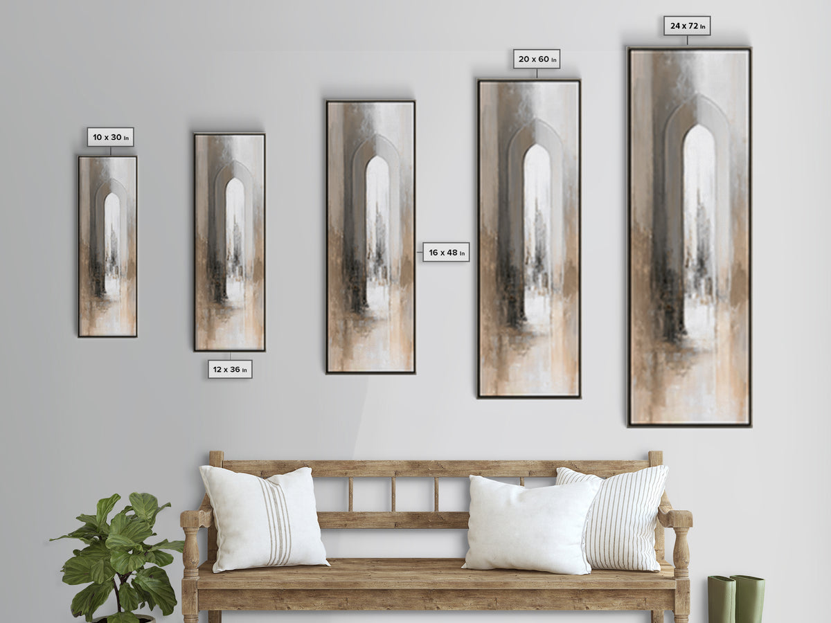 Black and White Architectural Arch Composition Canvas Print, Living Room Art, Digital Wall Art, Living Room Decor, Living, LIR-1x3-19