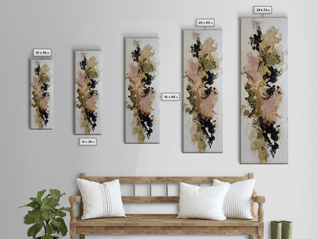 Gold Accented Abstract Brushwork Canvas Print, Living Room Art, Living Room Wall Art, Living Room Decor, Abstract Art, Living, LIR-1x3-2