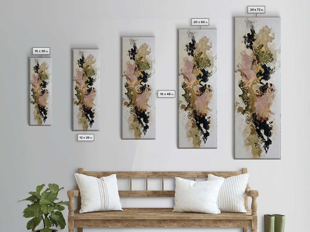 Gold Accented Abstract Brushwork Canvas Print, Living Room Art, Living Room Wall Art, Living Room Decor, Abstract Art, Living, LIR-1x3-2