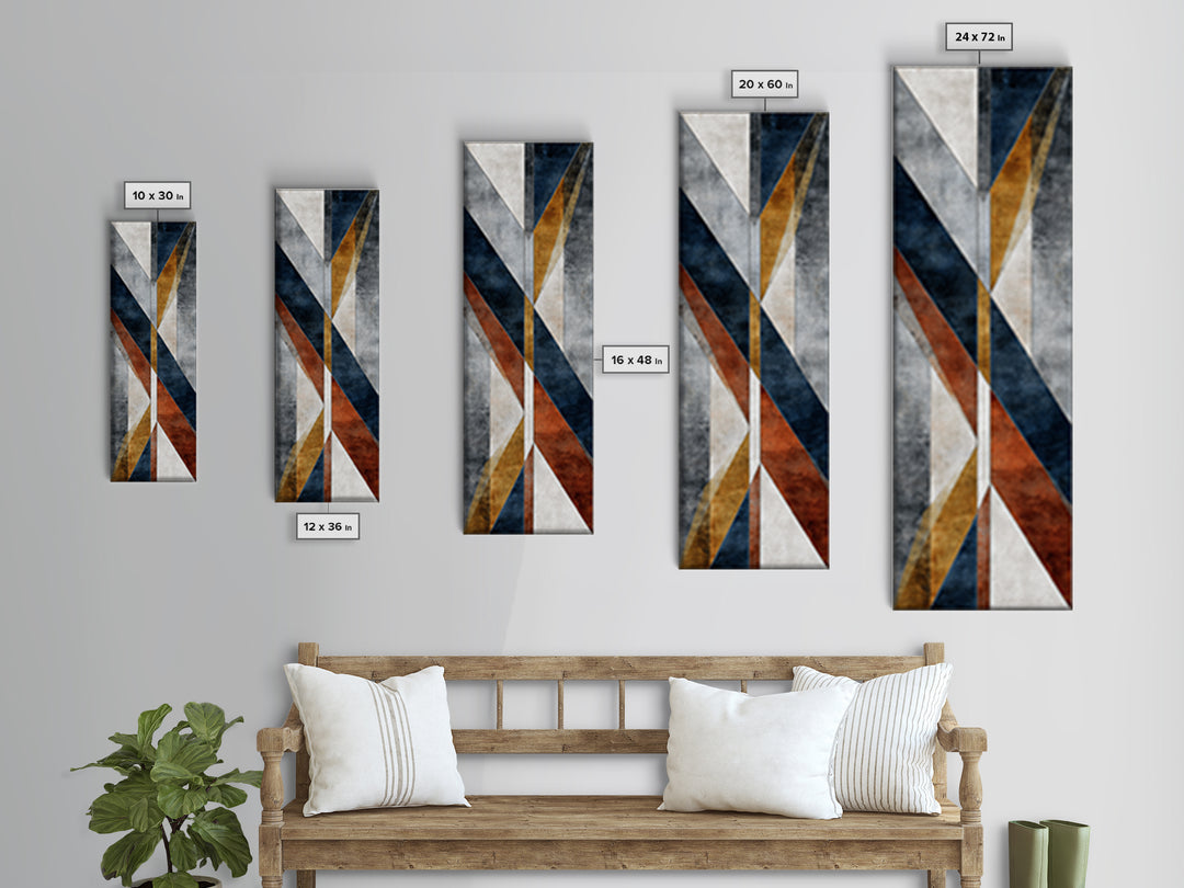 Mid Century Geometric Artwork Framed Canvas Print, Living Room Art, Art, Living Room Decor, Fine Art, Living, Art Nouveau, LIR-1x3-20