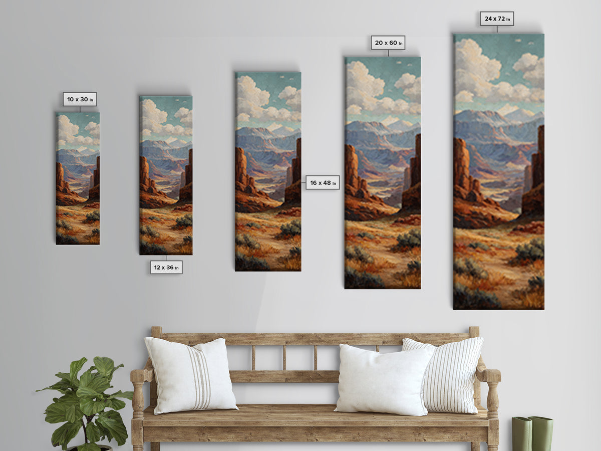 Earthy Desert Landscape Framed Canvas Print, Living Room Art, Wall Decor, Living Room Decor, Oil Painting, Living, Abstract Art, LIR-1x3-24