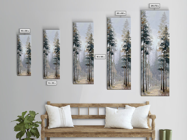 Minimal Scandinavian Forest Canvas Print, Living Room Art, Mid Century Modern, Living Room Decor, Living, Abstract Wall Art, LIR-1x3-25