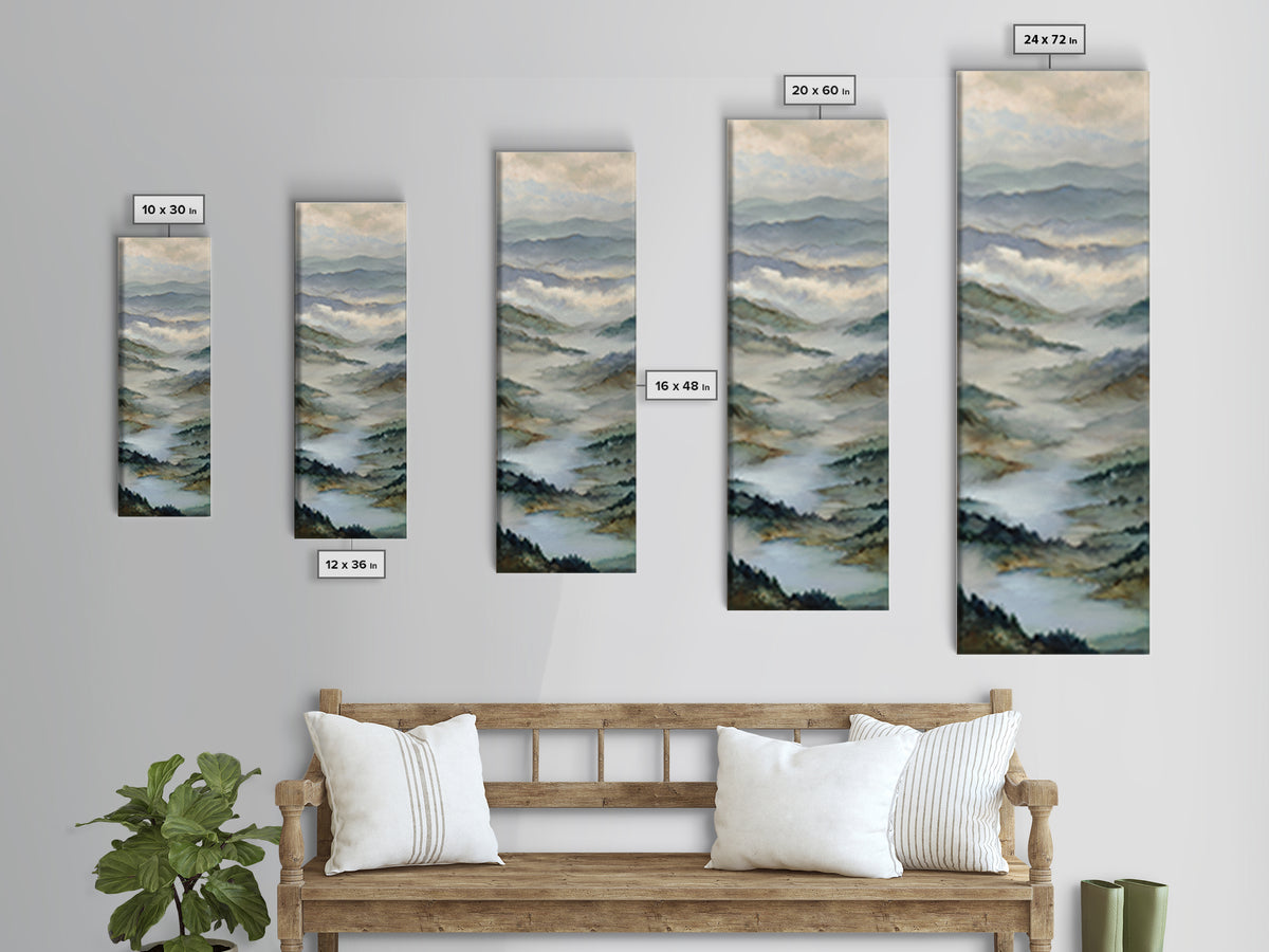 Classic Mountain Panorama for Cozy Interiors Canvas Print, Living Room Art, Painting, Living Room Decor, Fine Art, Living, LIR-1x3-28