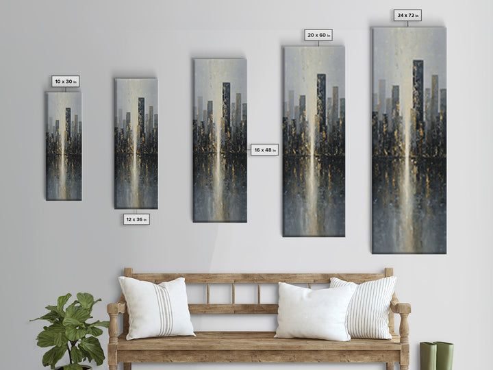 Modern City Skyline Framed Canvas Print, Living Room Art, 3 Piece Wall Art, Living Room Decor, Abstract Art, Living, LIR-1x3-34