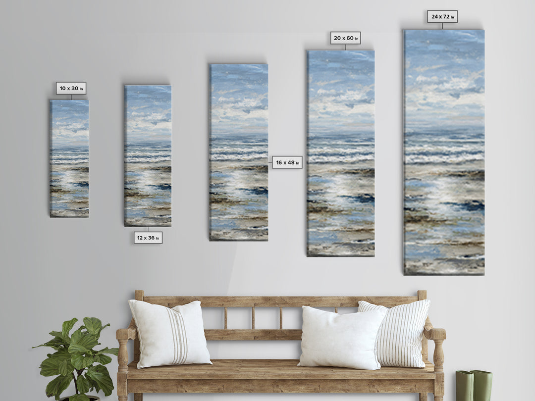 Moody Seascape for Dramatic Focal Point Canvas Print, Living Room Art, Neutral Decor, Living Room Decor, Fine Art, Living, LIR-1x3-42