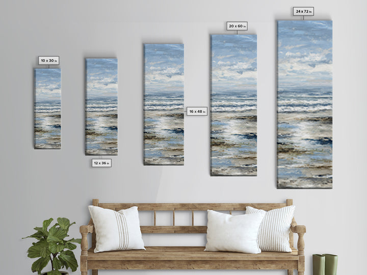Moody Seascape for Dramatic Focal Point Canvas Print, Living Room Art, Neutral Decor, Living Room Decor, Fine Art, Living, LIR-1x3-42