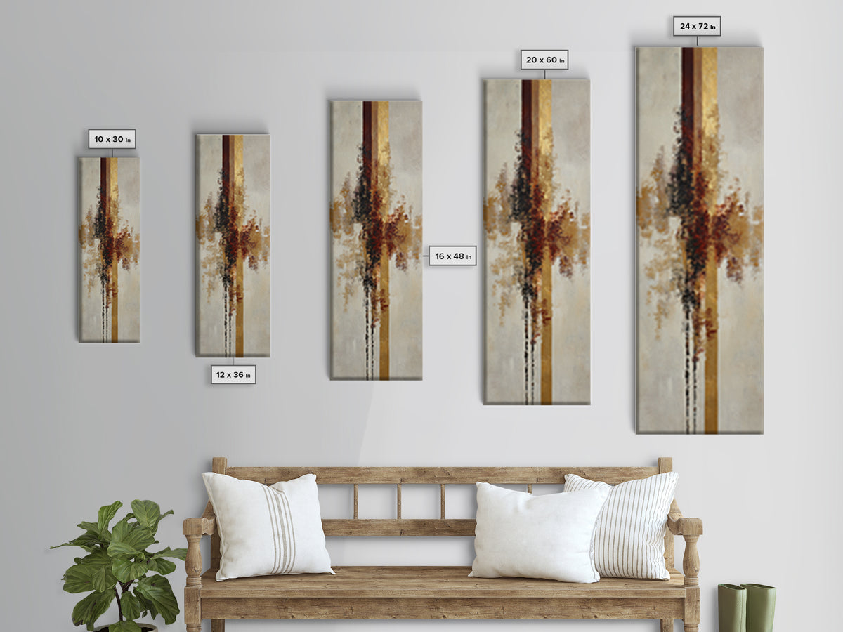 Gold Accented Abstract Brushwork Framed Canvas Print, Living Room Art, Fine Art Print, Living Room Decor, Abstract Art, Living, LIR-1x3-50