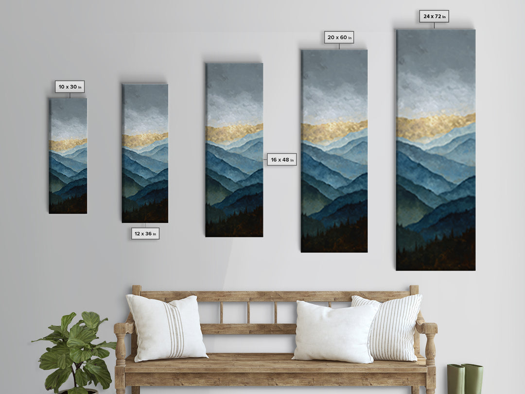 Classic Mountain Panorama for Cozy Interiors Canvas Print, Living Room Art, Mid Century Modern, Living Room Decor, Living, LIR-1x3-52