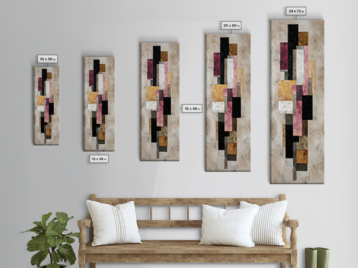 Mid Century Geometric Artwork Canvas Print, Living Room Art, Pet Portraits, Living Room Decor, Abstract Art, Living, LIR-1x3-68