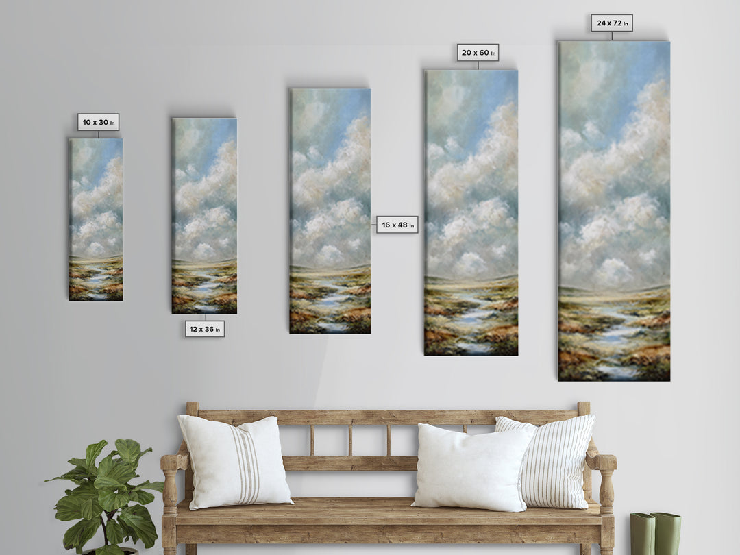 Large Cloudscape with Gentle Movement Canvas Print, Living Room Art, Mid Century Modern, Living Room Decor, Fine Art, Living, LIR-1x3-7
