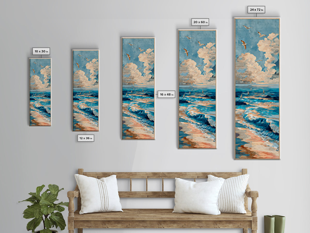 Coastal Aerial Shoreline Framed Canvas Print, Living Room Art, Gallery Decor, Living Room Decor, Fine Art, Living, Wall Art, LIR-1x3-71
