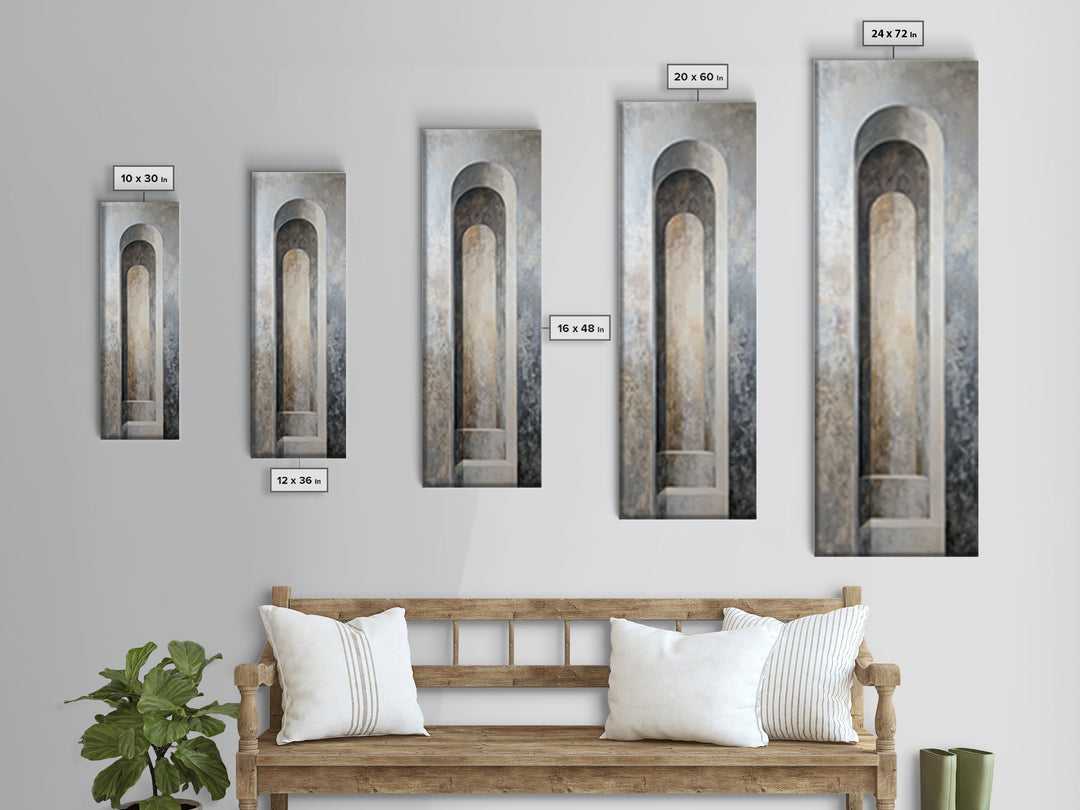 Black and White Architectural Arch Composition Framed Canvas Print, Living Room Art, Boho Decor, Living Room Decor, LIR-1x3-91