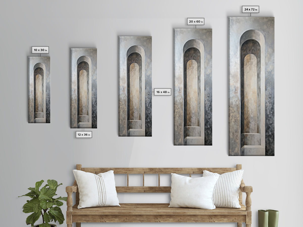 Black and White Architectural Arch Composition Framed Canvas Print, Living Room Art, Boho Decor, Living Room Decor, LIR-1x3-91