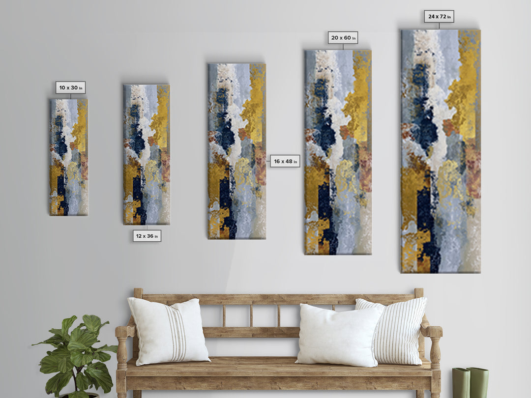 Gold Accented Abstract Brushwork Canvas Print, Living Room Art, Textured Painting, Living Room Decor, Abstract Art, Living, LIR-1x3-98