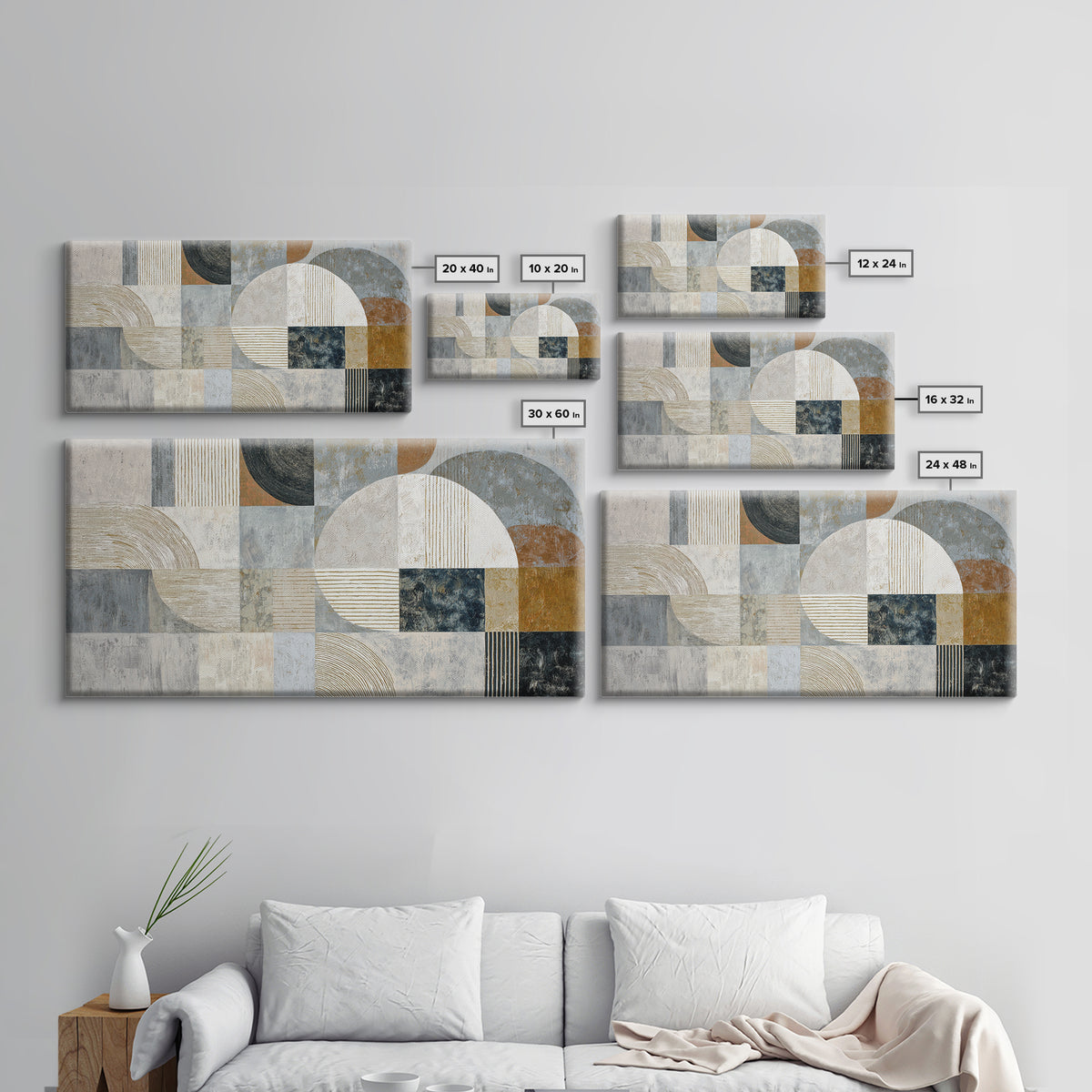 Textured Plaster Abstract Framed Canvas Print, Living Room Art, Printable, Living Room Decor, Fine Art, Living, Printable Art, LIR-2x1-1