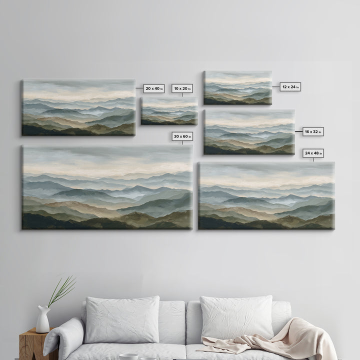 Classic Mountain Panorama for Cozy Interiors Framed Canvas Print, Living Room Art, Room Decor, Living Room Decor, Living, LIR-2x1-12