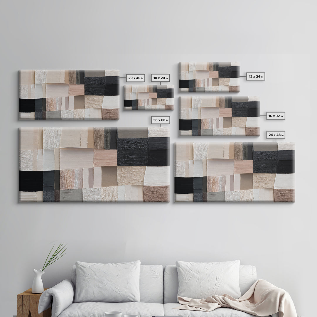 Monochrome Stone Texture Abstraction Canvas Print, Living Room Art, Art Print, Living Room Decor, Abstract Art, Living, LIR-2x1-17