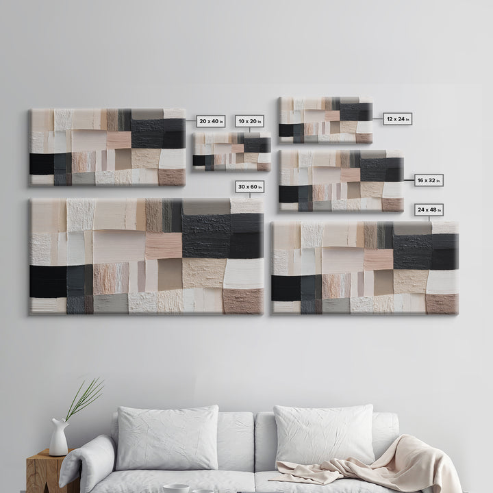 Monochrome Stone Texture Abstraction Canvas Print, Living Room Art, Art Print, Living Room Decor, Abstract Art, Living, LIR-2x1-17