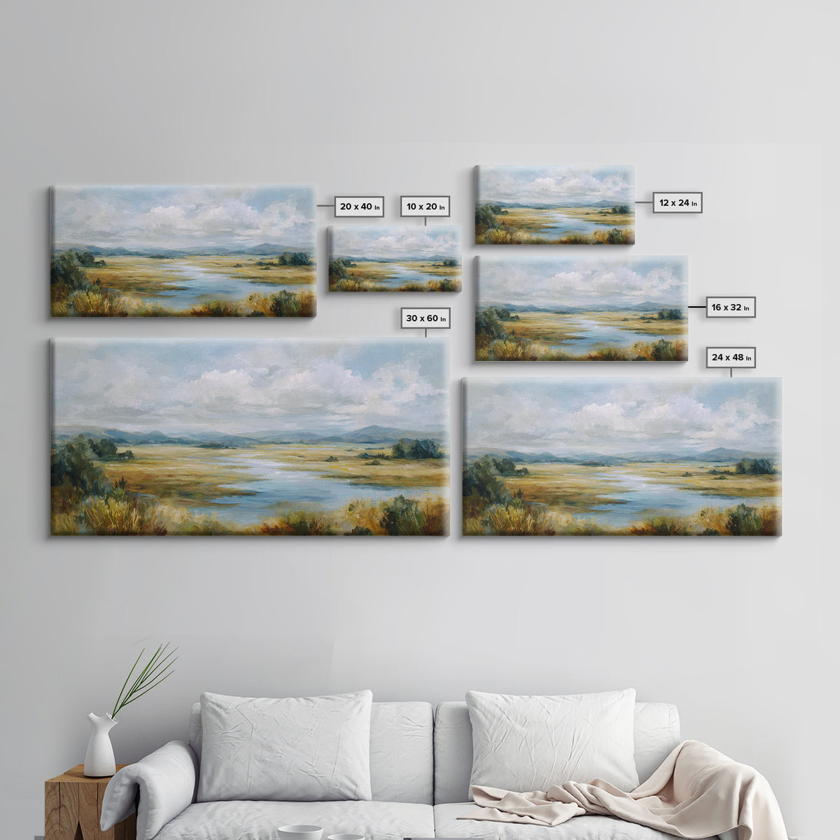 Quiet Meadow Landscape Framed Canvas Print, Living Room Art, Living Room Wall Art, Living Room Decor, Fine Art, Living, LIR-2x1-19