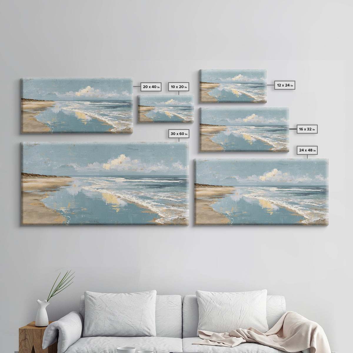 Moody Seascape for Dramatic Focal Point Canvas Print, Living Room Art, Living Room Decor, Abstract Art, Living, LIR-2x1-2