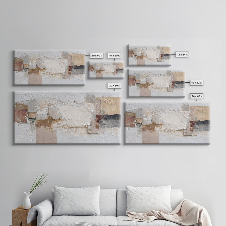 Textured Plaster Abstract Framed Canvas Print, Living Room Art, Printable, Living Room Decor, Fine Art, Living, Printable Art, LIR-2x1-25