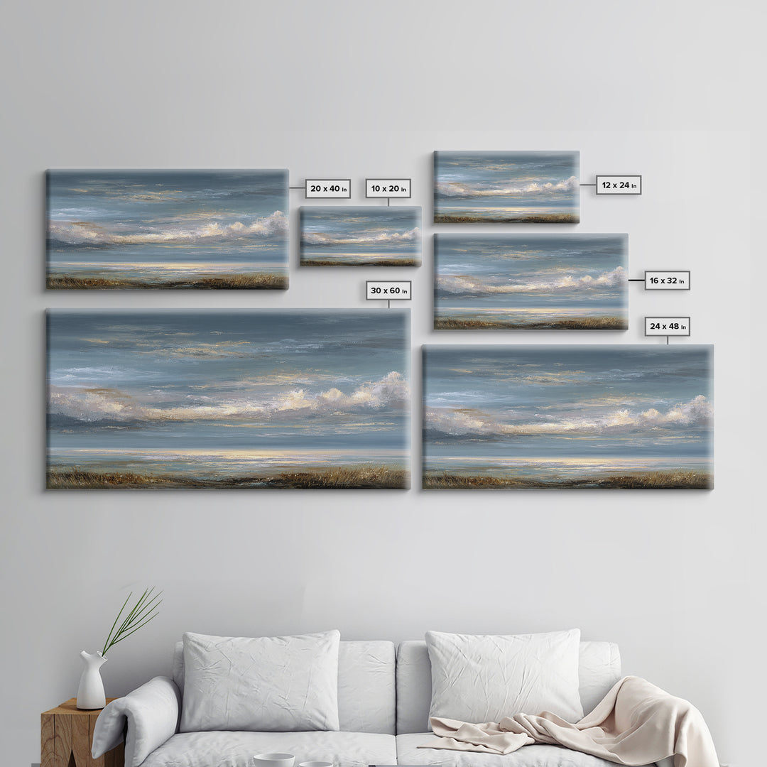 Large Cloudscape with Gentle Movement Canvas Print, Living Room Art, Home, Living Room Decor, Oil Painting, Living, LIR-2x1-39