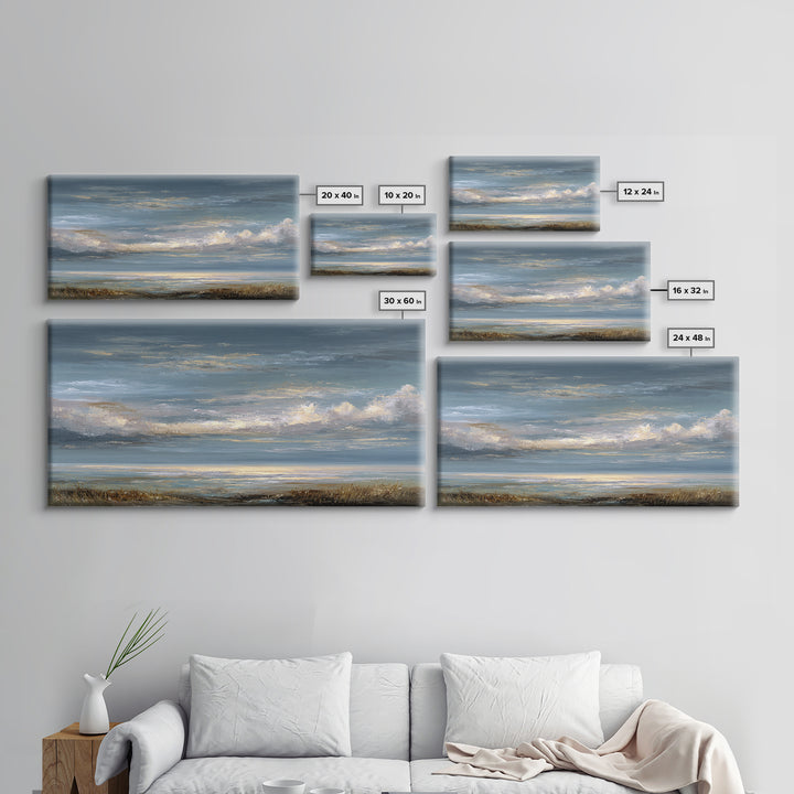 Large Cloudscape with Gentle Movement Canvas Print, Living Room Art, Home, Living Room Decor, Oil Painting, Living, LIR-2x1-39
