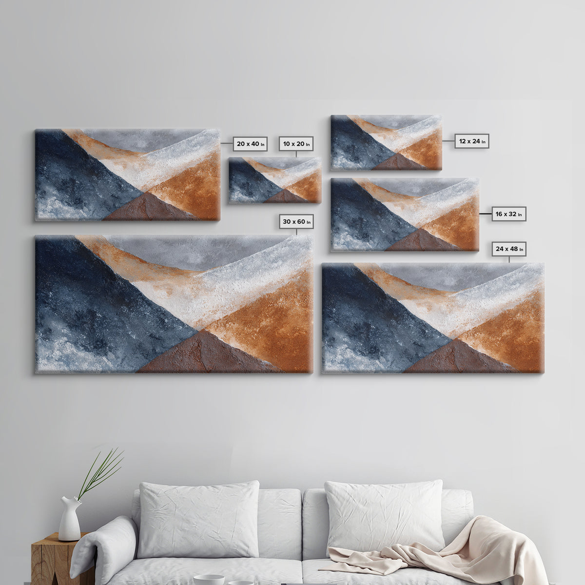 Monochrome Stone Texture Abstraction Canvas Print, Living Room Art, Art Print, Living Room Decor, Abstract Art, Living, LIR-2x1-41