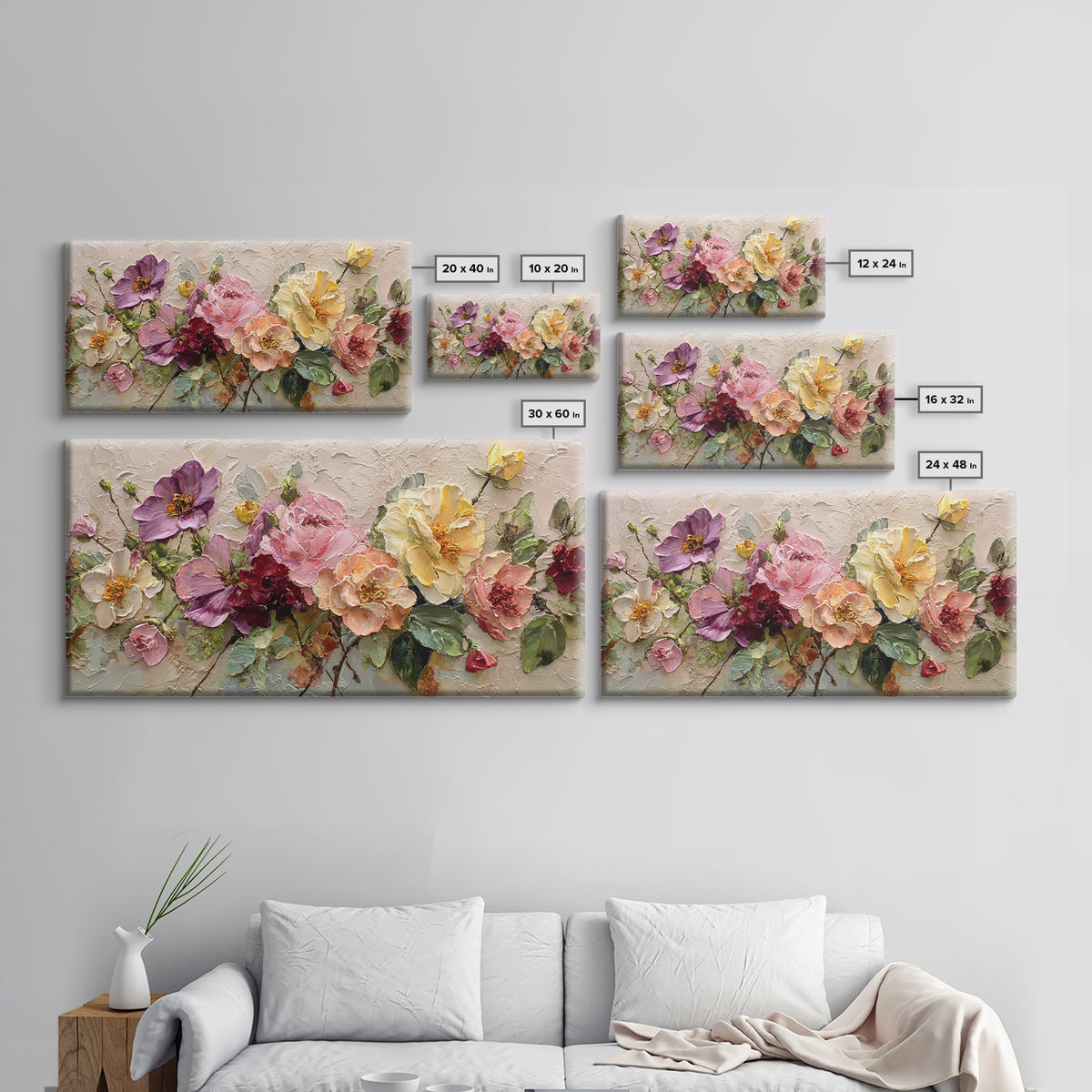 Botanical Vase Painting Framed Canvas Print, Living Room Art, Art, Living Room Decor, Living, Art Nouveau, Abstract Art, LIR-2x1-46