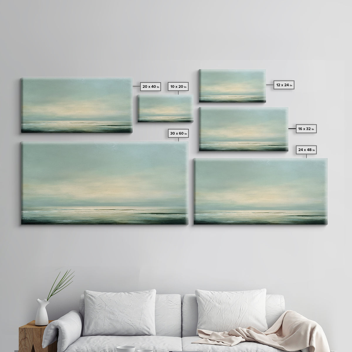 Modern Landscape with Expansive Calm Sky Canvas Print, Living Room Art, Art Nouveau, Living Room Decor, Fine Art, Living, LIR-2x1-47