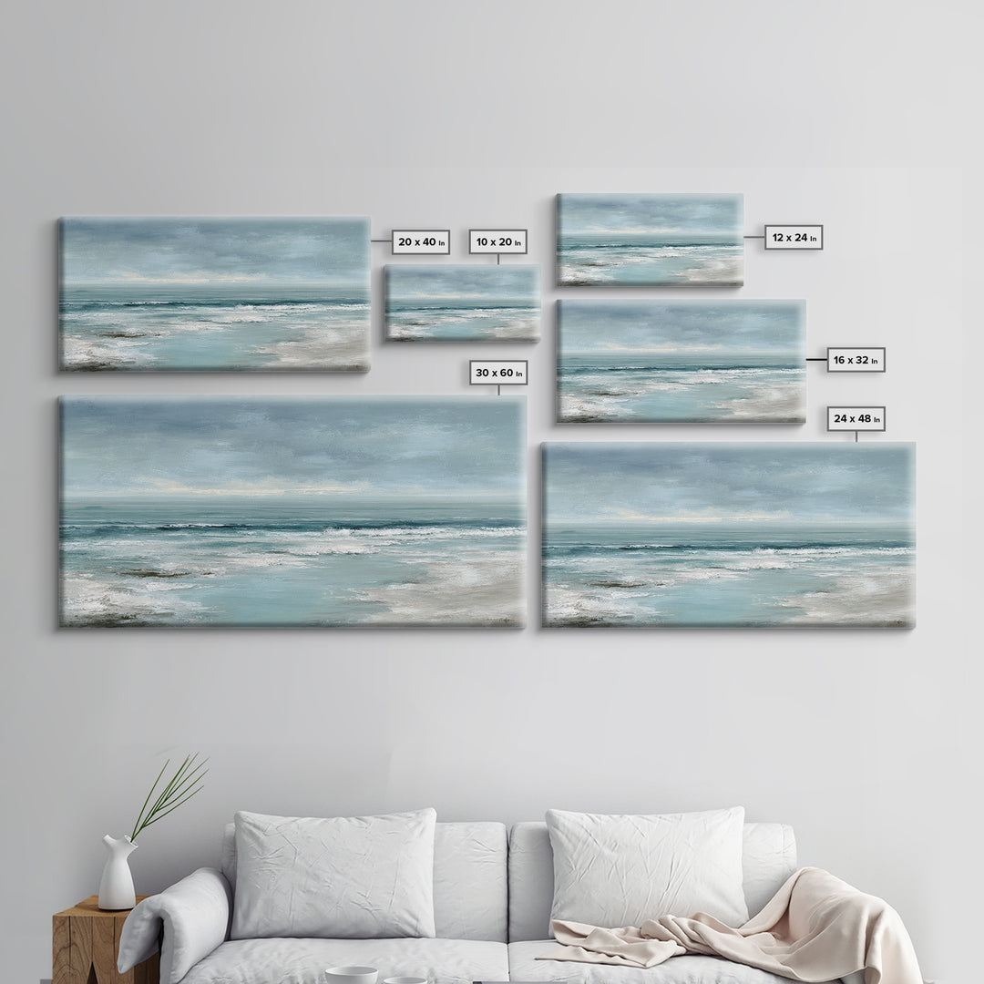 Moody Seascape for Dramatic Focal Point Framed Canvas Print, Living Room Art, Wall Decor, Living Room Decor, Fine Art, Living, LIR-2x1-50