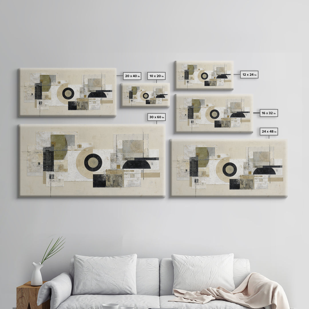 Black and White Architectural Arch Composition Canvas Print, Living Room Art, Abstract Art, Living Room Decor, Living, LIR-2x1-51