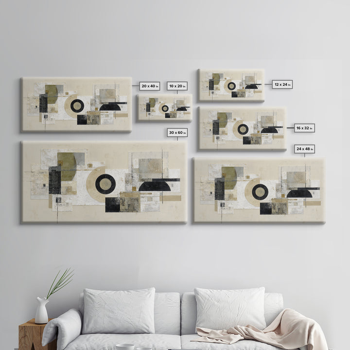 Black and White Architectural Arch Composition Canvas Print, Living Room Art, Abstract Art, Living Room Decor, Living, LIR-2x1-51