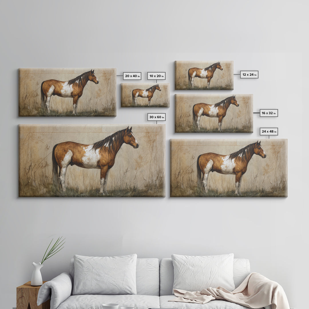 Contemporary Horse Portrait Canvas Print, Living Room Art, Painting, Living Room Decor, Fine Art, Living, Bedroom Decor, LIR-2x1-54