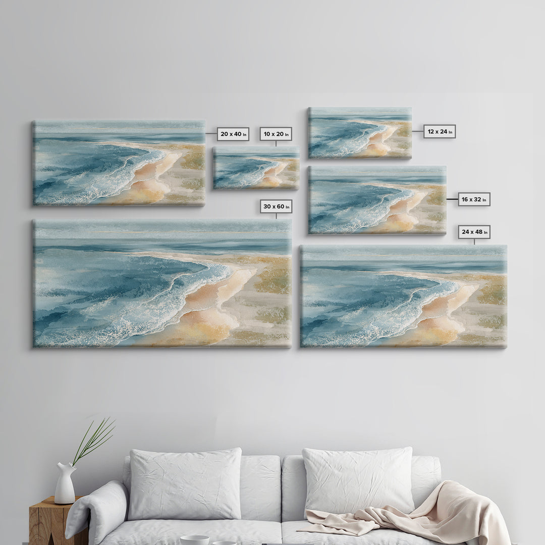 Coastal Aerial Shoreline Framed Canvas Print, Living Room Art, Bedroom Decor, Living Room Decor, Living, Bedroom Wall Art, LIR-2x1-55