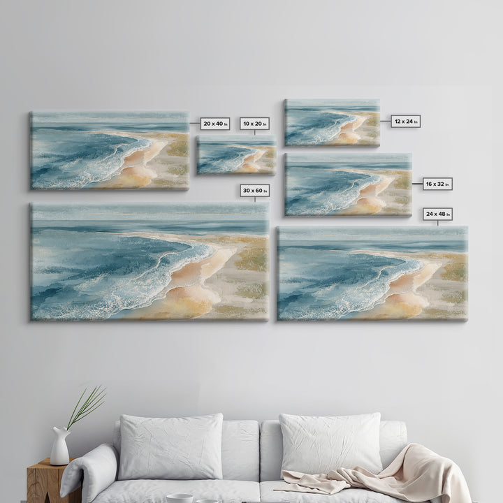 Coastal Aerial Shoreline Framed Canvas Print, Living Room Art, Bedroom Decor, Living Room Decor, Living, Bedroom Wall Art, LIR-2x1-55