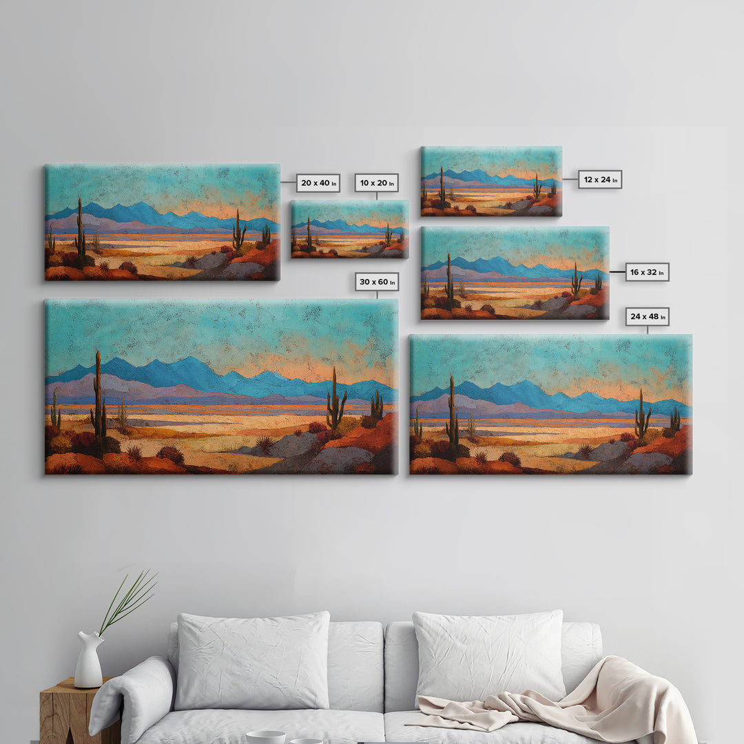 Earthy Desert Landscape Framed Canvas Print, Living Room Art, Living Room Decor, Watercolor Art, Living, New Home Gift, LIR-2x1-56