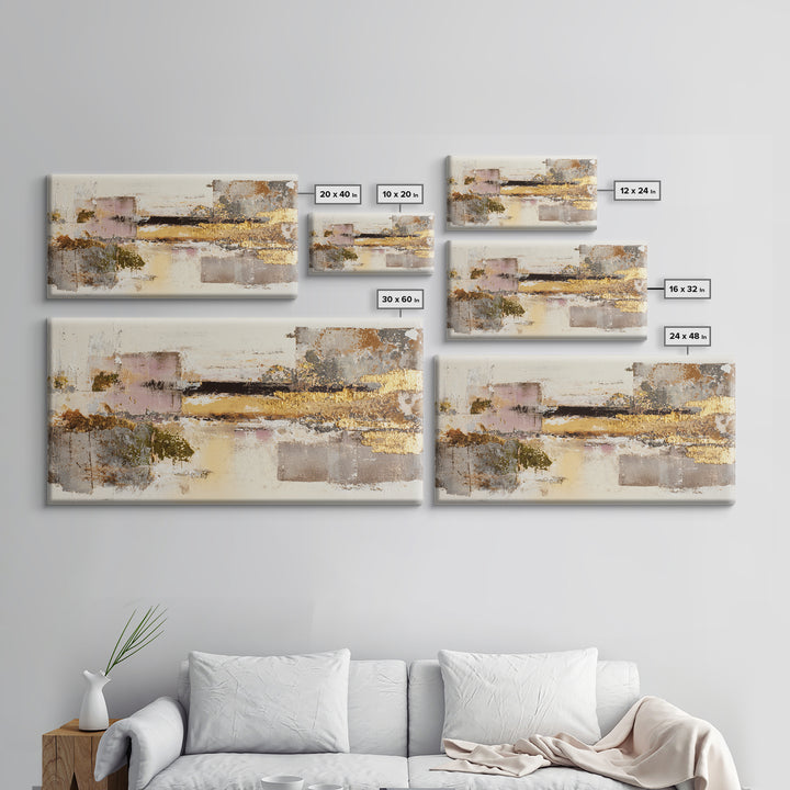 Gold Accented Abstract Brushwork Canvas Print, Living Room Art, Digital Prints, Living Room Decor, Abstract Art, Living, LIR-2x1-58