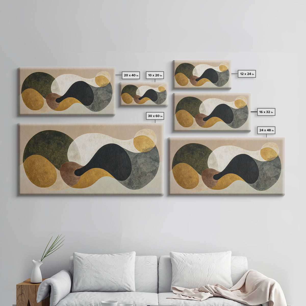 Abstract Organic Shapes Framed Canvas Print, Living Room Art, Abstract Wall Art, Living Room Decor, Abstract Art, Living, LIR-2x1-59