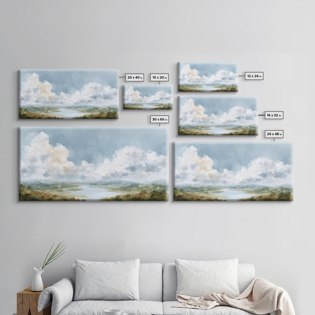 Large Cloudscape with Gentle Movement Canvas Print, Living Room Art, New Home Gift, Living Room Decor, Fine Art, Living, LIR-2x1-63