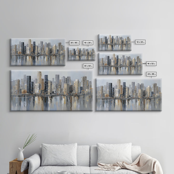 Modern City Skyline Canvas Print, Living Room Art, Home Decor, Living Room Decor, Abstract Art, Living, Large Wall Art, LIR-2x1-66