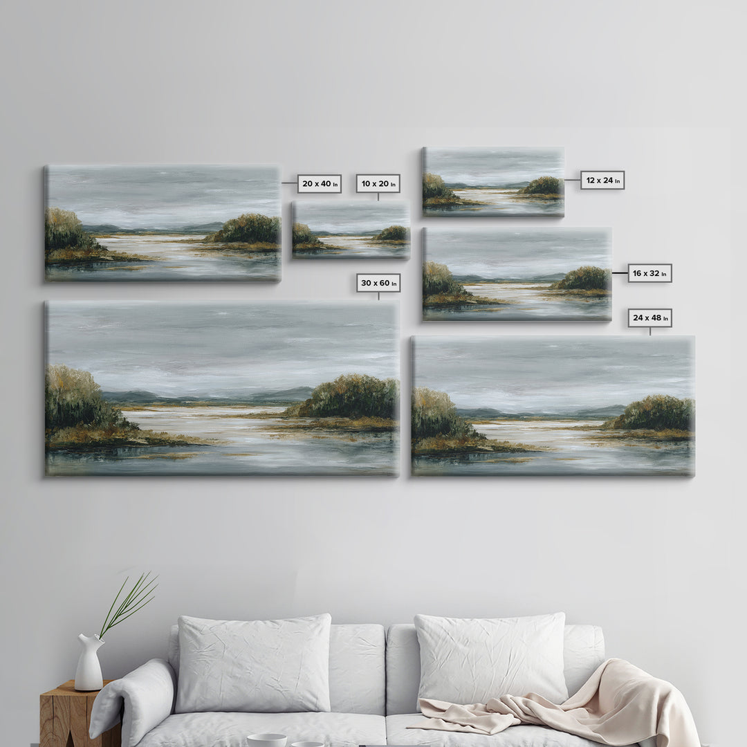 Quiet Meadow Landscape Framed Canvas Print, Living Room Art, Gallery Decor, Living Room Decor, Fine Art, Living, Wall Art, LIR-2x1-67