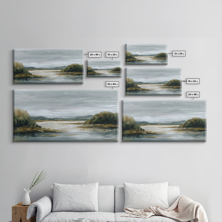 Quiet Meadow Landscape Framed Canvas Print, Living Room Art, Gallery Decor, Living Room Decor, Fine Art, Living, Wall Art, LIR-2x1-67