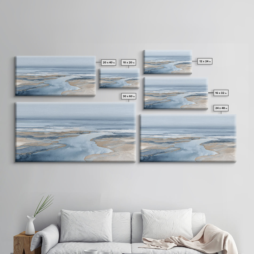 Coastal Aerial Shoreline Framed Canvas Print, Living Room Art, Digital Prints, Living Room Decor, Living, Apartment Decor, LIR-2x1-7