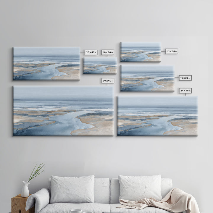 Coastal Aerial Shoreline Framed Canvas Print, Living Room Art, Digital Prints, Living Room Decor, Living, Apartment Decor, LIR-2x1-7