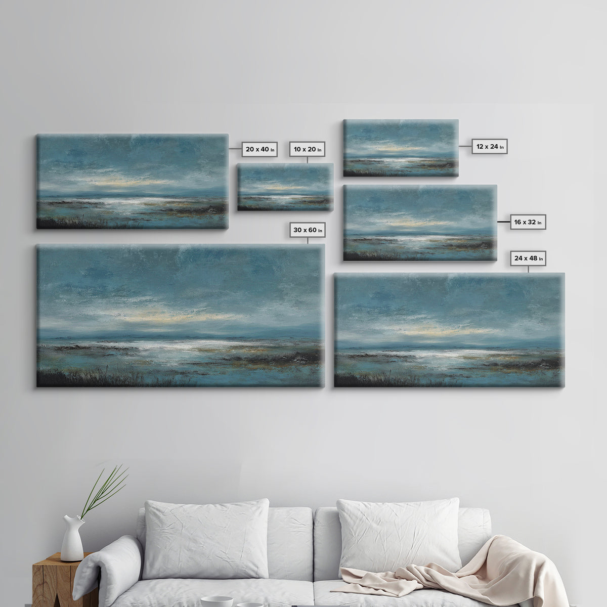 Modern Landscape with Expansive Calm Sky Canvas Print, Living Room Art, Dopamine Decor, Living Room Decor, Fine Art, Living, LIR-2x1-71